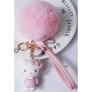 Sanrio Hello Kitty Pompom Keychain W/Strap